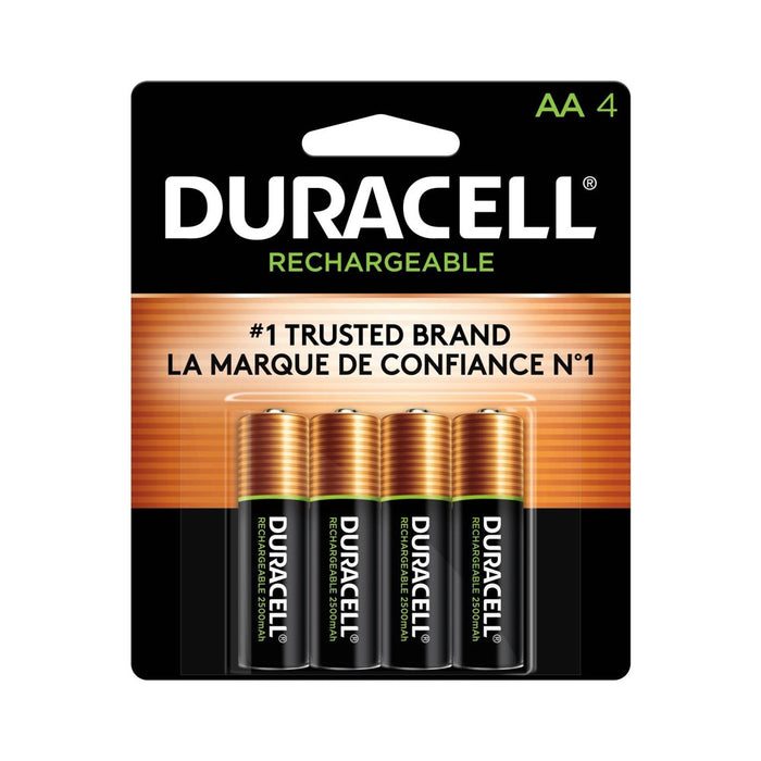 Duracell Rechargeable AA Batteries - 4 Pack - Compatible with NiMH Battery Chargers