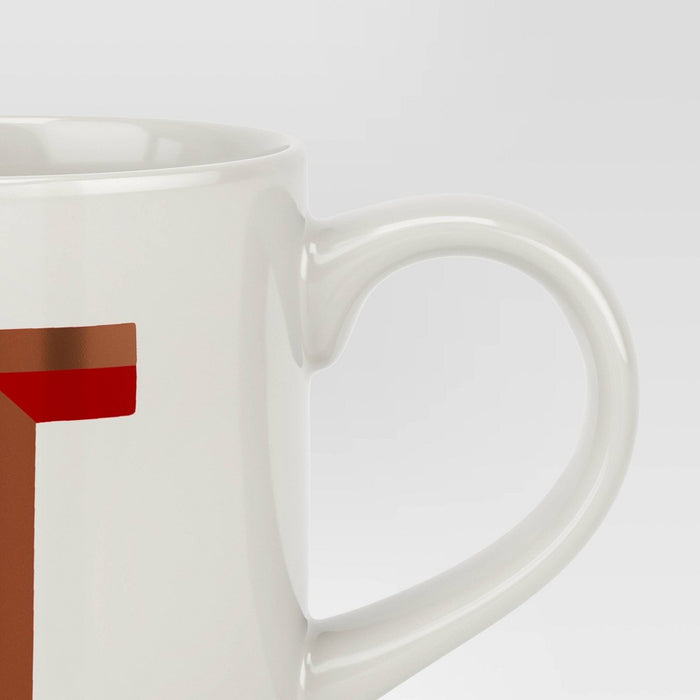 16oz Stoneware Monogram T Mug Red - Opalhouse