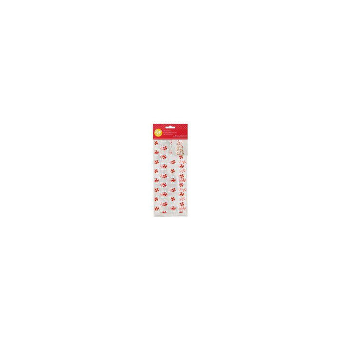 Wilton 20ct Peppermint Swirl Plastic Treat Bags White/Red