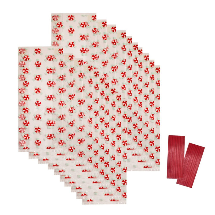 Wilton 20ct Peppermint Swirl Plastic Treat Bags White/Red