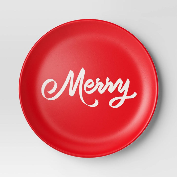 7" Melamine Merry Salad Plate Red - Threshold