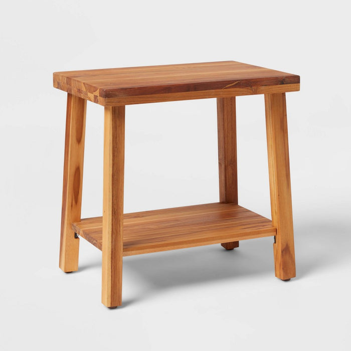Sanctuary Wood Bench - Threshold: Teak Accent Stool, Spot Clean, Adult Assembly Required