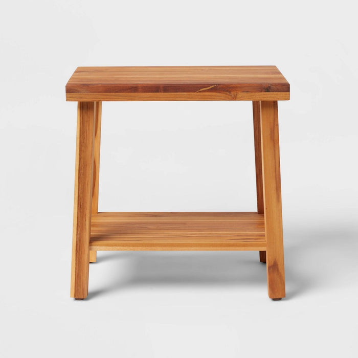 Sanctuary Wood Bench - Threshold: Teak Accent Stool, Spot Clean, Adult Assembly Required
