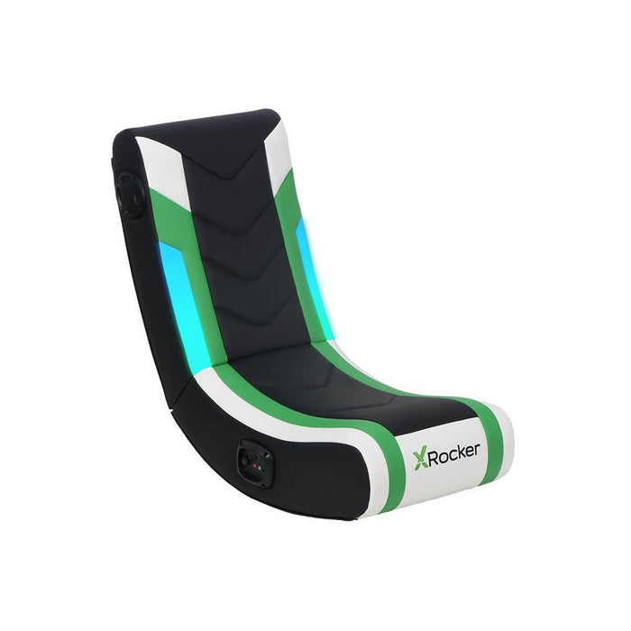 X Rocker Horizon RGB Lighting 2.0 Wired Floor Rocker Gaming Chair Green/Black/White (LOCAL PICKUP ONLY)