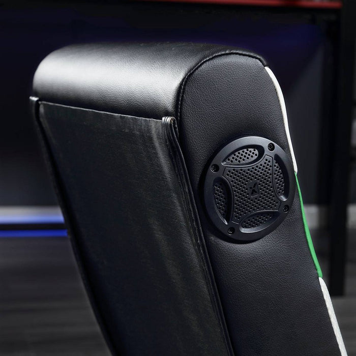X Rocker Horizon RGB Lighting 2.0 Wired Floor Rocker Gaming Chair Green/Black/White (LOCAL PICKUP ONLY)