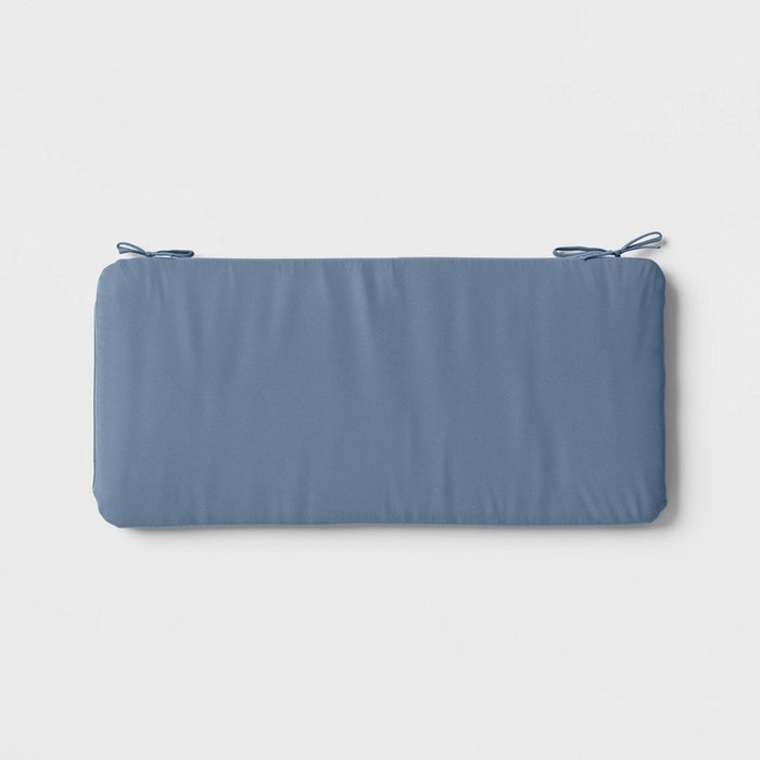 17"x37" Outdoor Bench Cushion Quilted Blue - Room Essentials: With Ties, Comfortable Patio Seating (LOCAL PICKUP ONLY)