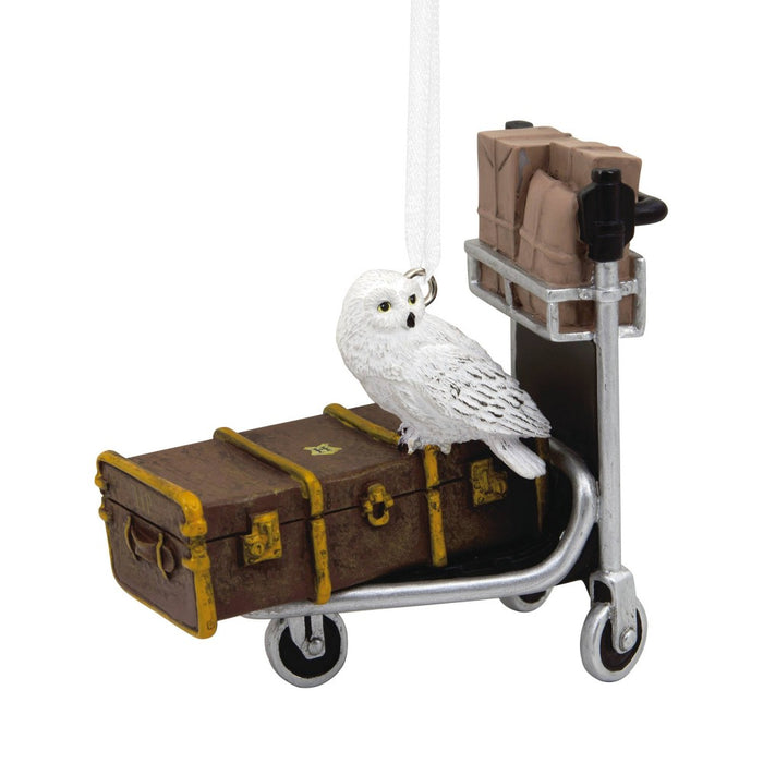 Hallmark Harry Potter Hedwig on Luggage Trolley Cart Christmas Tree Ornament