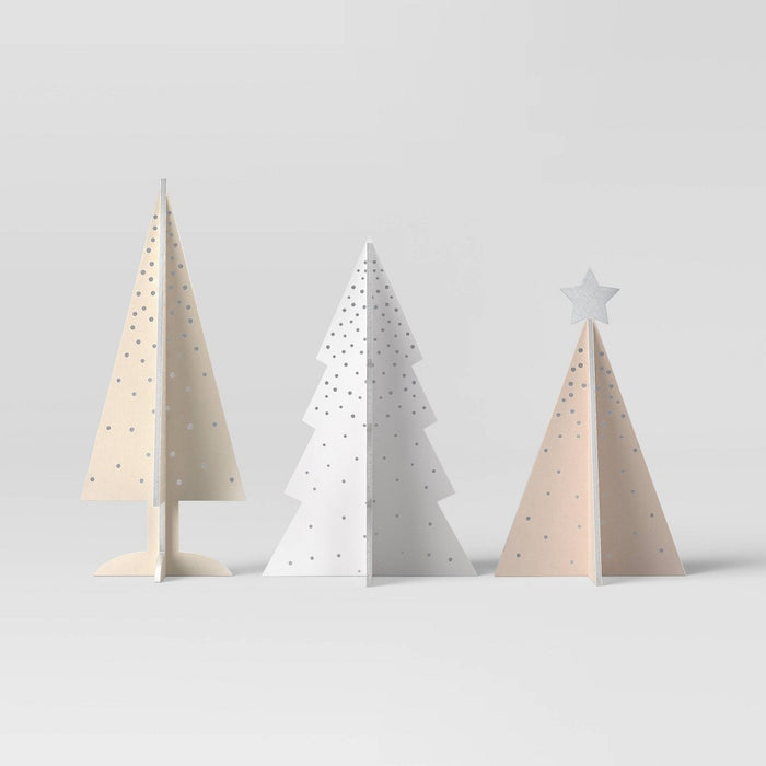 3pc Wood Christmas Tree Figurine Set - Wondershop