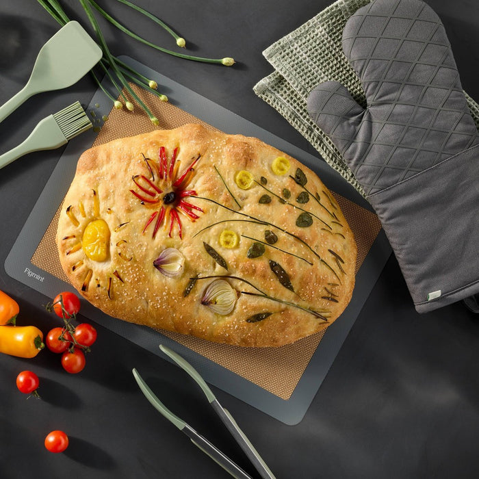 Oven Mitt Dark Gray - Figmint: Solid Cotton, Machine Washable, 14"x7", Hanging Loop, Silicon Gripper, OEKO-TEX Certified