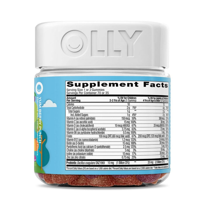 OLLY Kids' Multivitamin + Probiotic Gummies - Berry Punch - 70ct
