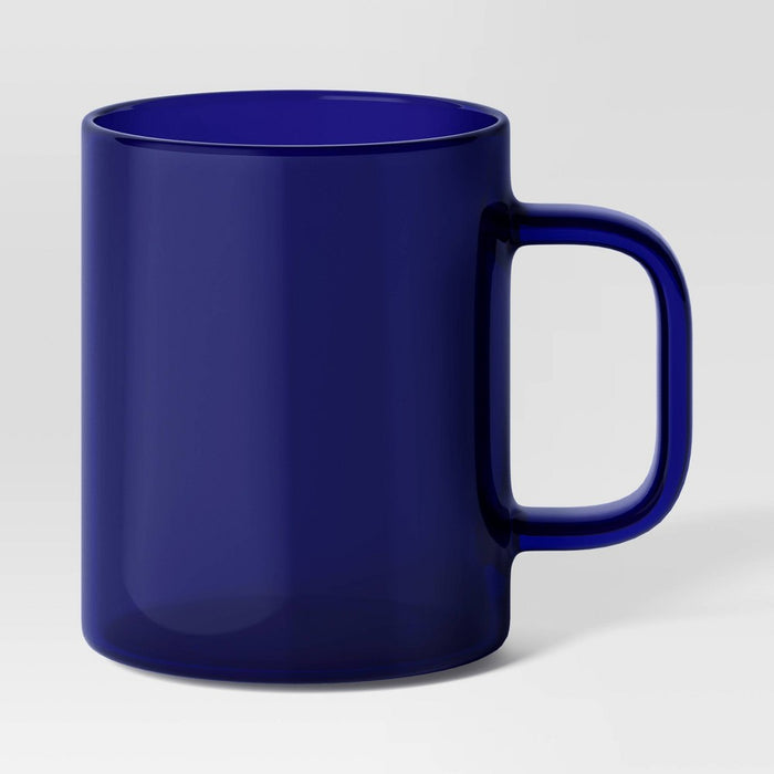 14oz Borosilicate Glass Mug Translucent Blue - Room Essentials: Microwave & Dishwasher Safe, Hot/Cold Beverages