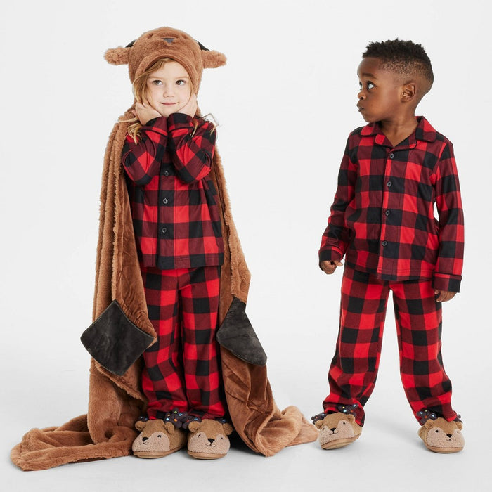 Reindeer Holiday Matching Family Pajama Wearable Blanket - Wondershop Brown