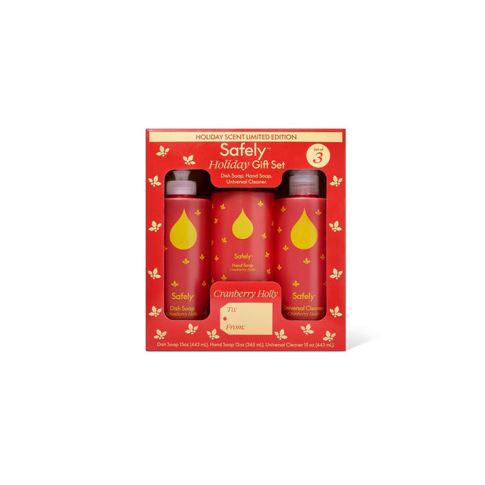 Safely Hand Soap, Dish Soap, and Universal Cleaner Holiday Gift Set - Cranberry Holly - 3pk