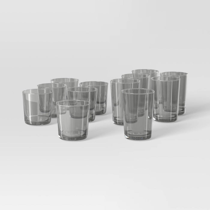 12pk Mixed Bower Tumbler Set Gray - Threshold