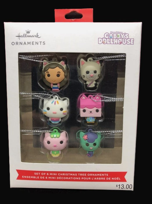 Hallmark 6pc Gabby's Dollhouse Mini Christmas Tree Ornament Set