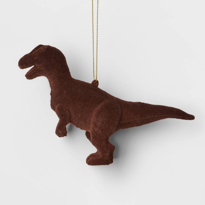Flocked Tyrannosaurus Rex Christmas Tree Ornament Brown - Wondershop