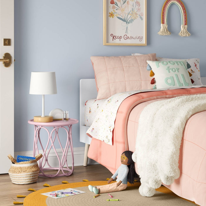 Rattan Kids' Bedside Table Coral - Pillowfort