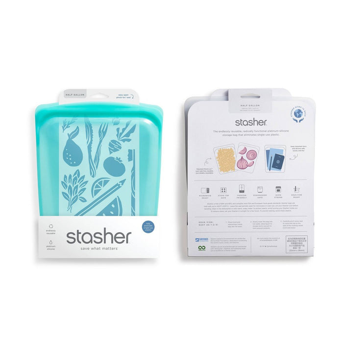 Stasher Reusable Food Storage Half Gallon Bag - Aqua