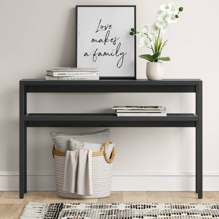Warwick Narrow Console Table Black - Threshold: Entryway Furniture with Fixed Shelf, Sofa Table Design (LOCAL PICKUP ONLY)
