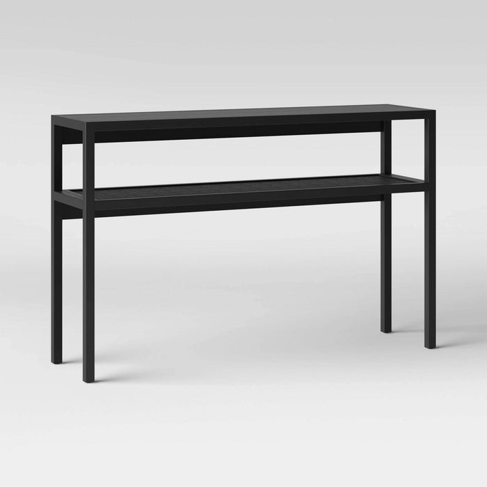 Warwick Narrow Console Table Black - Threshold: Entryway Furniture with Fixed Shelf, Sofa Table Design (LOCAL PICKUP ONLY)