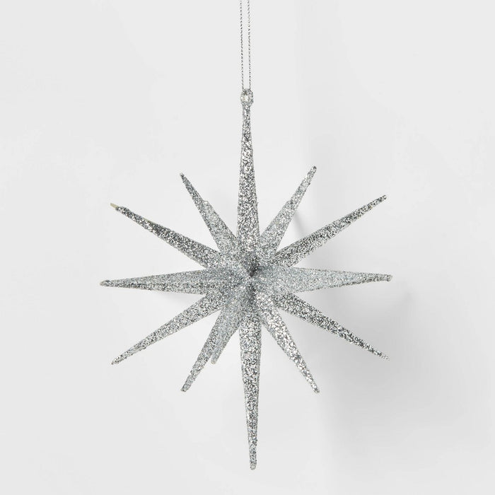 Plastic Spike Starburst Christmas Tree Ornament Silver - Wondershop: Indoor, 6" Height