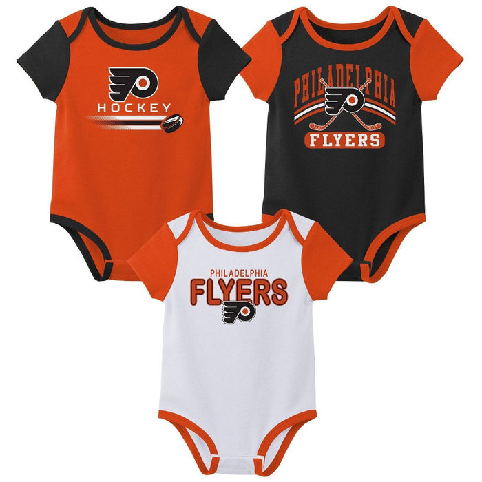 NHL Philadelphia Flyers Boys' 3pk Bodysuit - 3-6M