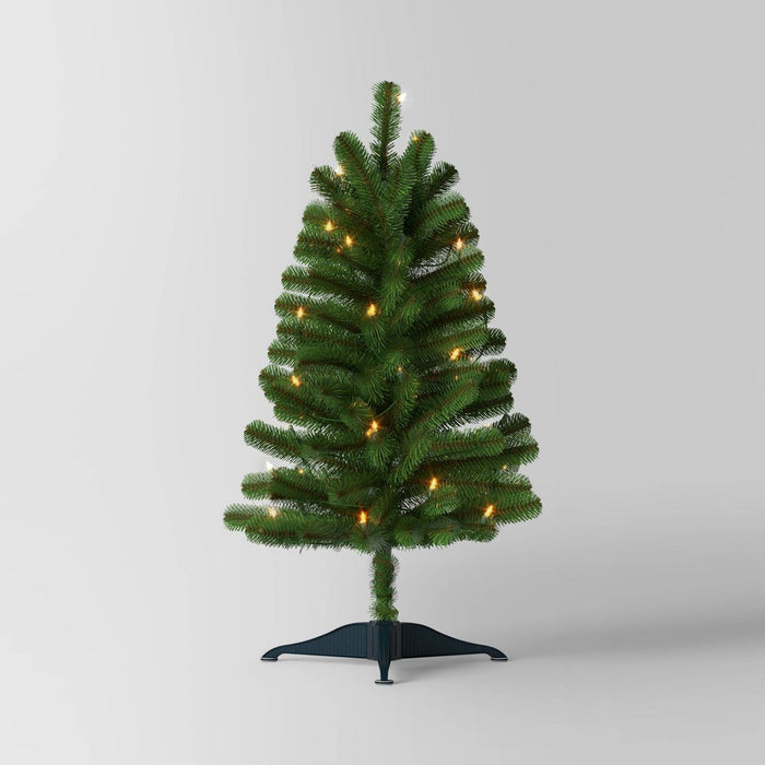 3' Pre-Lit Alberta Spruce Mini Artificial Christmas Tree Clear Lights - Wondershop