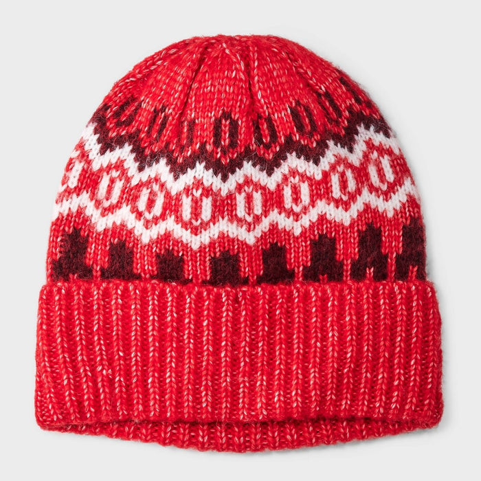 Recycled Polyester Fair Isle Beanie - Universal Thread Red