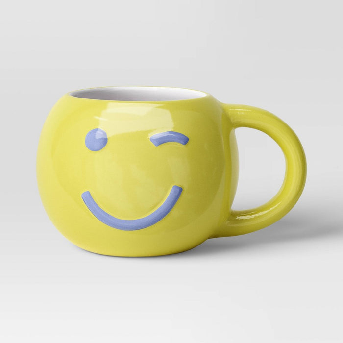 16.5oz Earthenware Figural Wink/Smiley Face Mug - Room Essentials