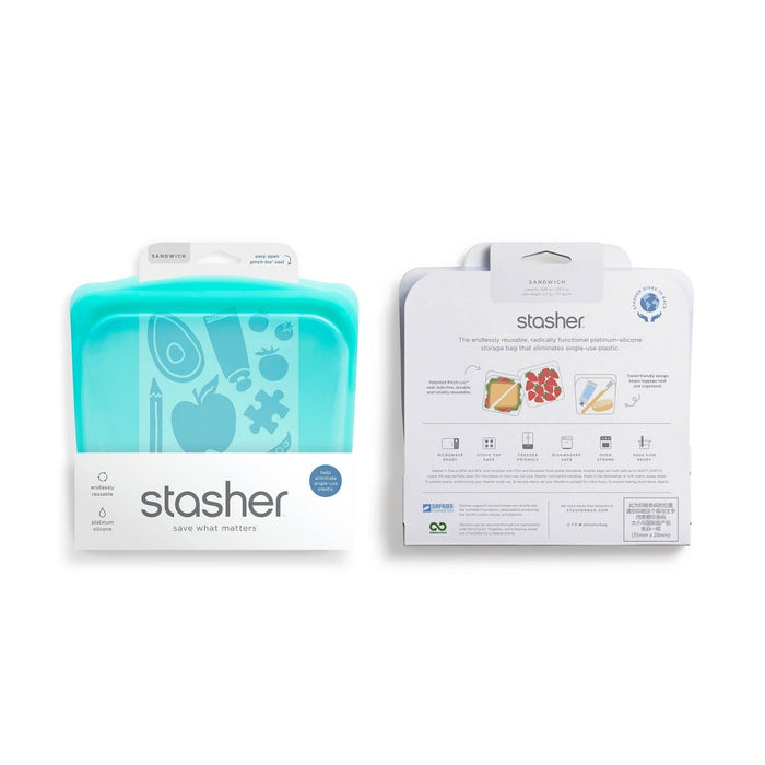 Stasher Reusable Food Storage Sandwich Bag - Aqua