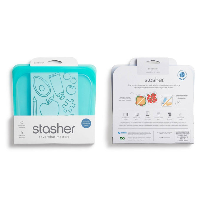 Stasher Reusable Food Storage Sandwich Bag - Aqua
