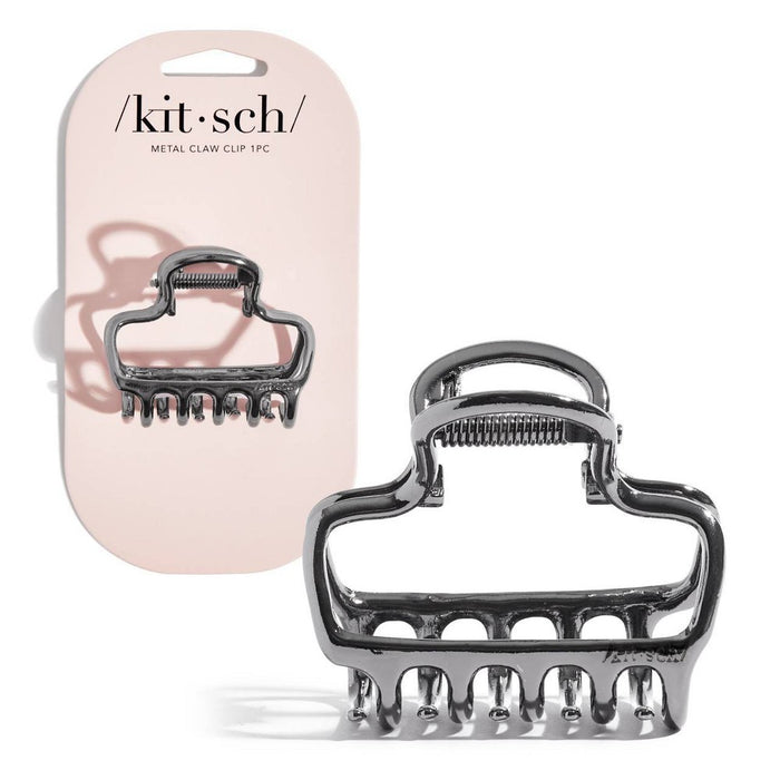 Kitsch Metal Medium Open Shape Puffy Claw Clip - Hematite