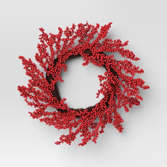 22" Cluster Berry Artificial Christmas Wreath Red - Wondershop