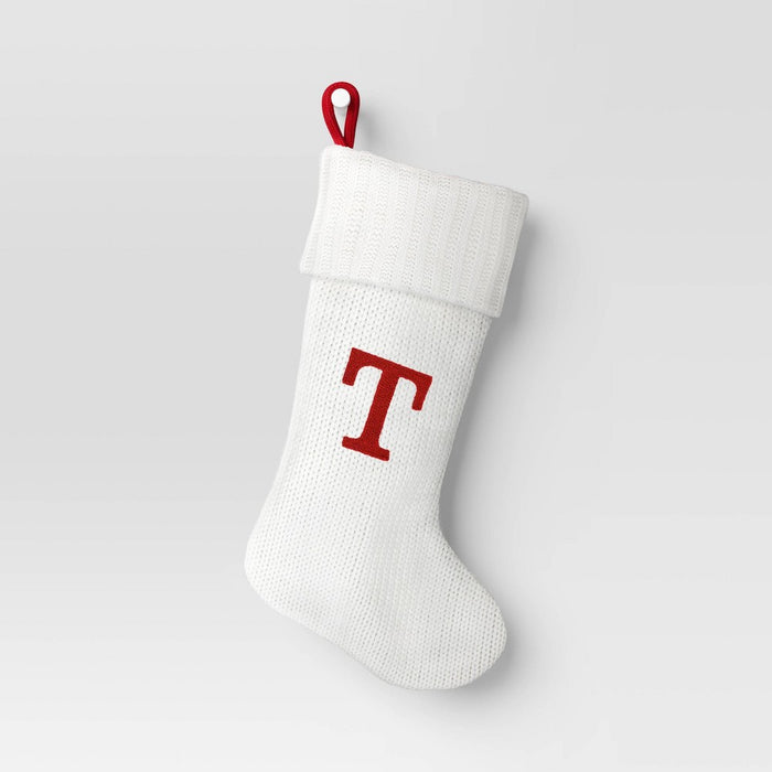 Knit Monogram Christmas Stocking White T - Wondershop