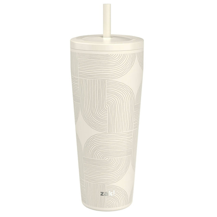 Zak Designs 30 fl oz Stainless Steel Lines Straw Tumbler Cream
