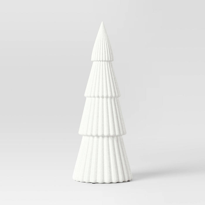 28" Glittered Christmas Tree Sculpture - Wondershop White