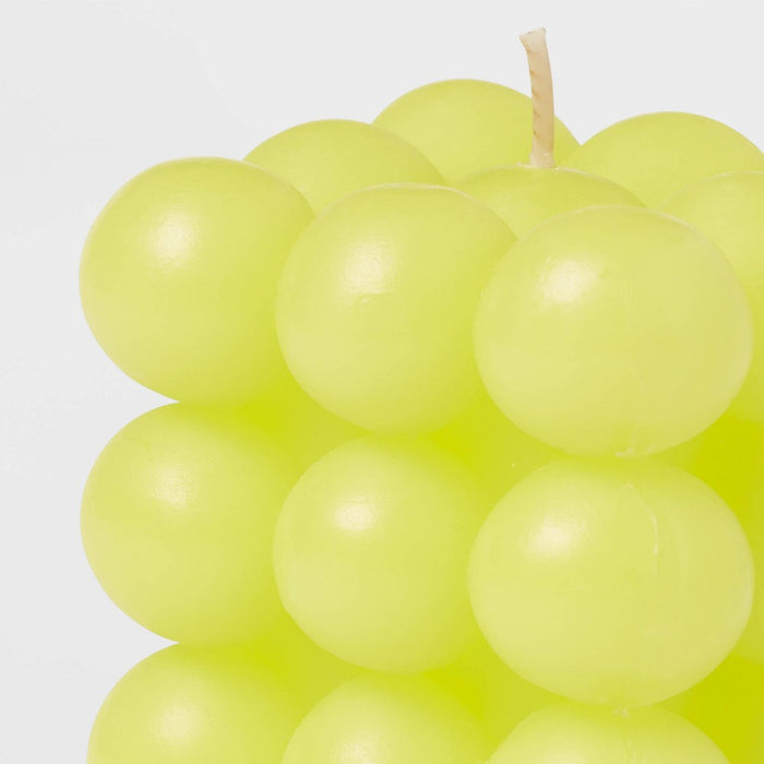 3.5" Unscented Bubble Sculpted Candle Electric Yellow 12oz - Opalhouse: Bohemian Decor, 30hr Burn Time