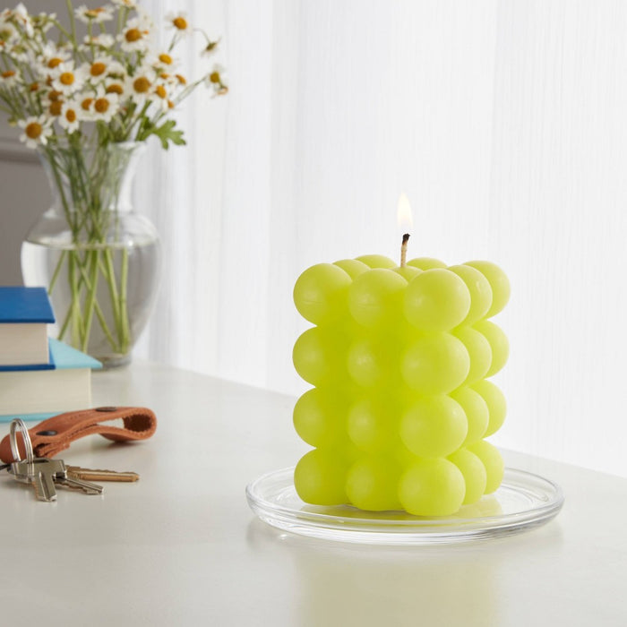 3.5" Unscented Bubble Sculpted Candle Electric Yellow 12oz - Opalhouse: Bohemian Decor, 30hr Burn Time