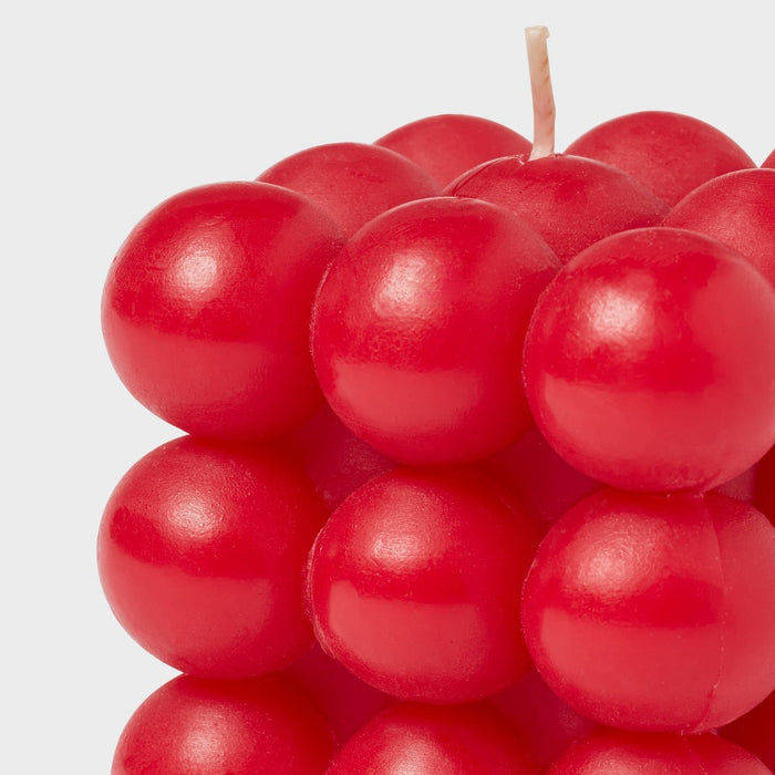 3.5" Unscented Bubble Sculpture Candle Ripe Red 12oz - Opalhouse: Bohemian Style, 30hr Burn Time