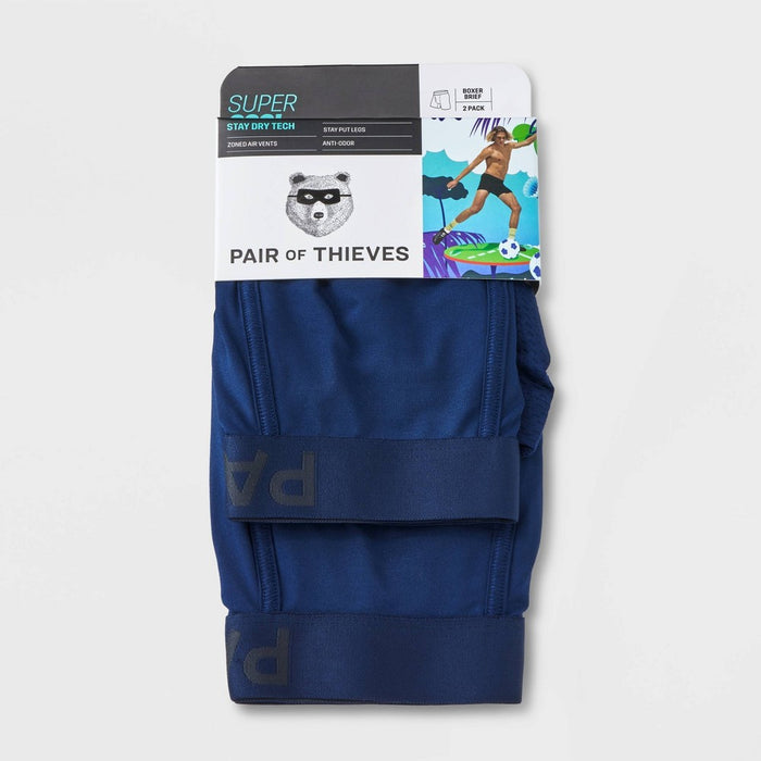 Pair of Thieves Men's SuperCool Boxer Briefs 2pk - Blue L *ADD 3 TO YOUR CART & 1 IS FREE!*