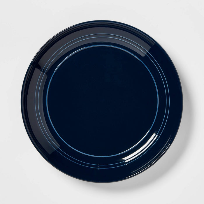 10" Stoneware Westfield Dinner Plates Navy - Threshold: Solid Round Stoneware, Dishwasher & Microwave Safe