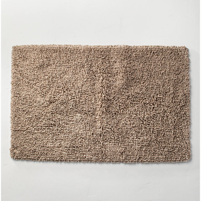 24"x40" Melange Looped Bath Rug Dark Sand - Casaluna: Cotton, Tufted, Machine Washable, OEKO-TEX Certified