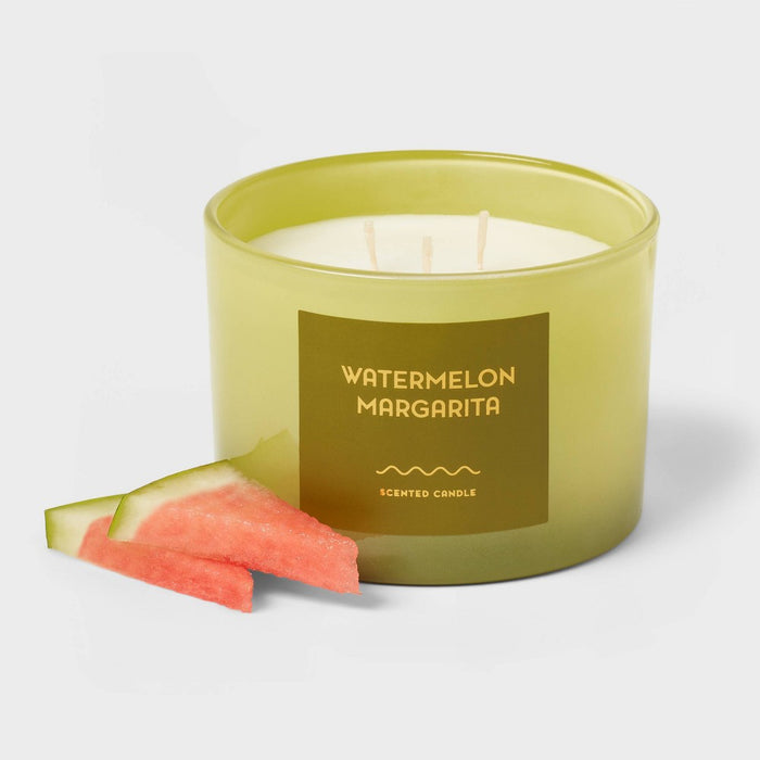 12oz Ombre Glass Jar with Lid Watermelon Margarita - Opalhouse: 2-Wick, Paraffin & Palm Wax, 35hr Burn Time