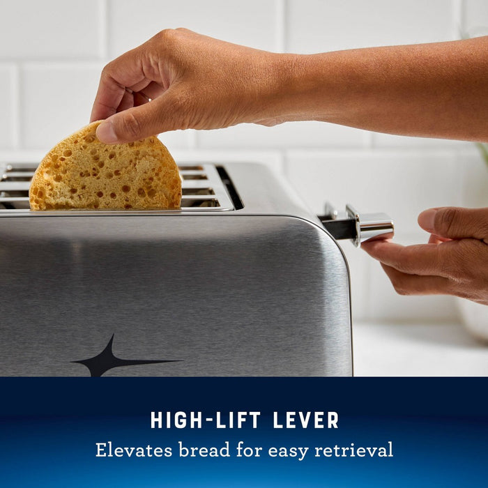 Oster 4-Slice Toaster Stainless Steel With Extra-Wide Slots: Bagel & Reheat Functions, 1560W, Spot Clean, Silver