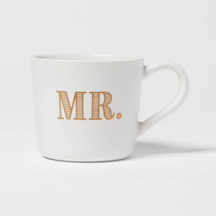 15oz Stoneware Mr. Mug - Threshold: Traditional White Drinkware, Dishwasher & Microwave Safe, Wedding Gift Idea