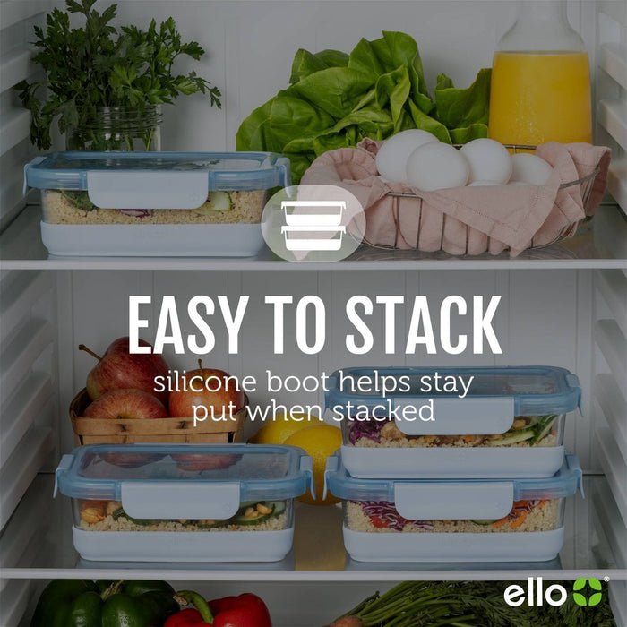 Ello Refresh 5 Cup Glass Food Storage Container Blue: BPA-Free, Microwave & Oven Safe, Dishwasher Safe, Freezer Safe