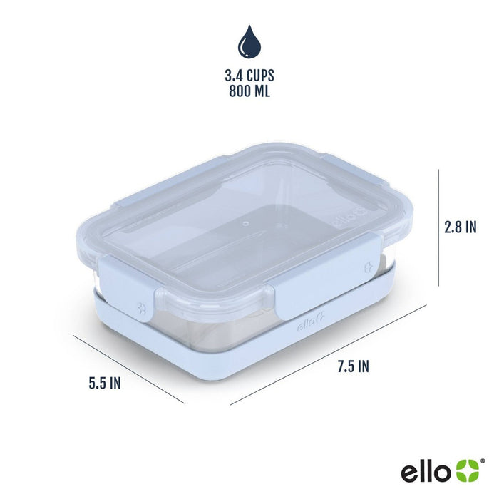 Ello Refresh 5 Cup Glass Food Storage Container Blue: BPA-Free, Microwave & Oven Safe, Dishwasher Safe, Freezer Safe