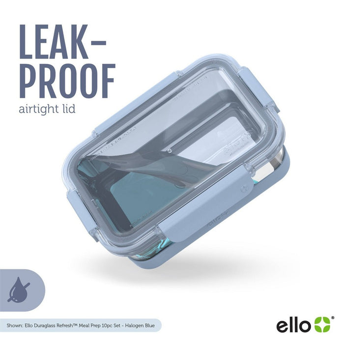 Ello Refresh 5 Cup Glass Food Storage Container Blue: BPA-Free, Microwave & Oven Safe, Dishwasher Safe, Freezer Safe