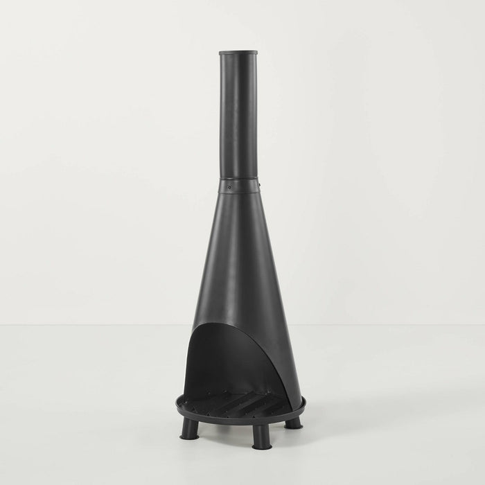 Wood Burning Outdoor Metal Fire Pit Chimenea Black - Hearth & Hand with Magnolia: Patio Heating, Rust-Resistant Steel (LOCAL PICKUP ONLY)
