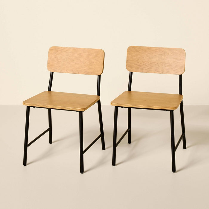 Kids' Wood & Steel Activity Chairs Natural/Black (Set of 2) - Hearth & Hand with Magnolia (LOCAL PICKUP ONLY)